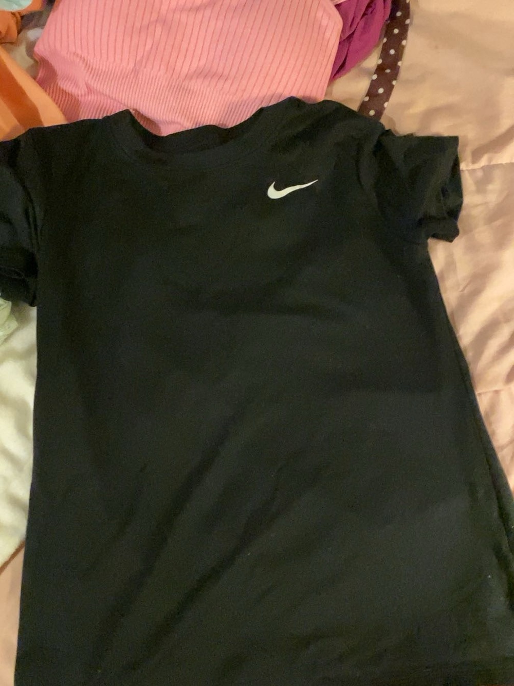Nike Black Short-Sleeve Tee with White Swoosh Logo